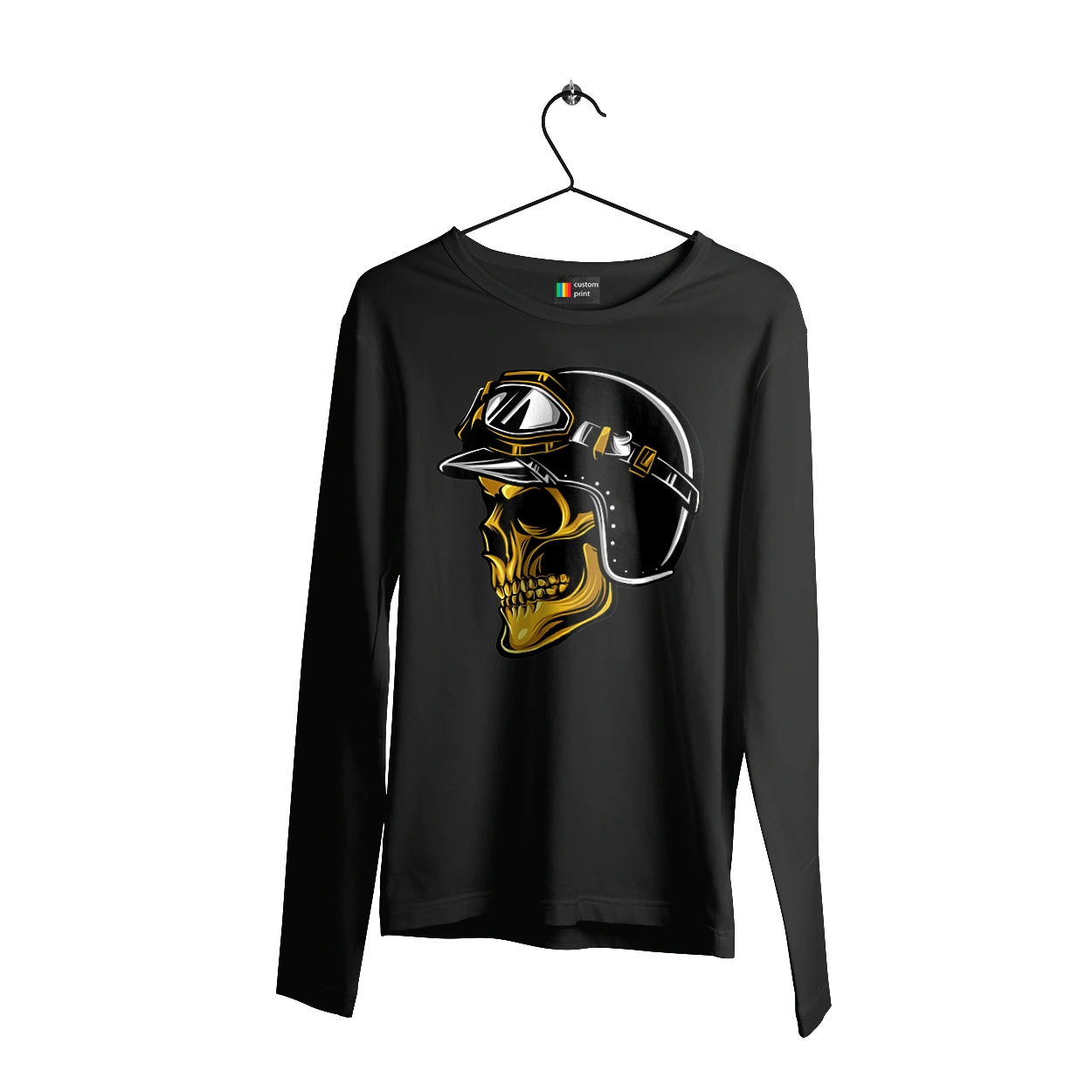 Skull in a motorcycle helmet