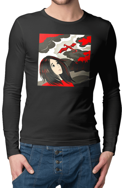 Men's longsleeve with prints Girl and dragon. Dragon, fantasy, romance, young woman. 2070702