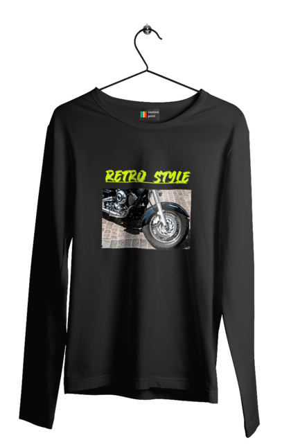 Чоловічий лонгслів з принтом "Мото2". Байк, дорога, мотоцикл, ретро, стиль, швидкість. 2070702