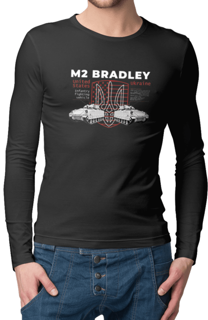 Чоловічий лонгслів з принтом "M2 Bradley". F16, m2 bradley, nasams, zuzana, гаубиця, два герби, залужний, сюзанна. 2070702
