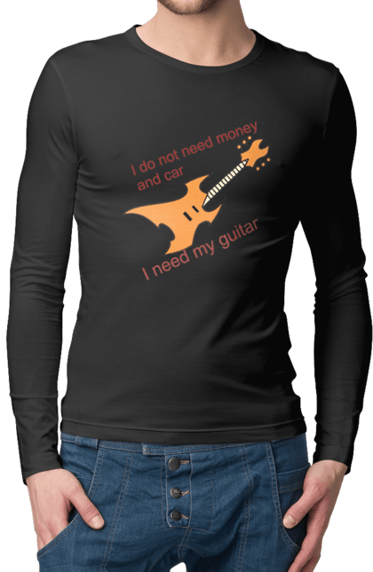 Чоловічій лонгслів з принтом "Гітара". Гитар, музыка, принт, рок, хобби. CustomPrint.market