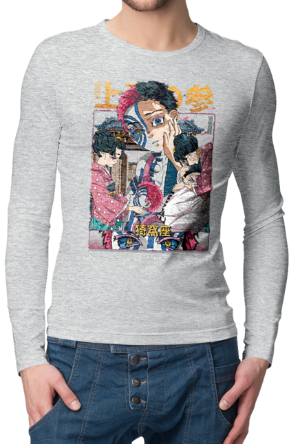 Men's longsleeve with prints Demon Slayer Akaza. Akaza, anime, demon slayer, kimetsu no yaiba, manga, nezuko, serial. 2070702