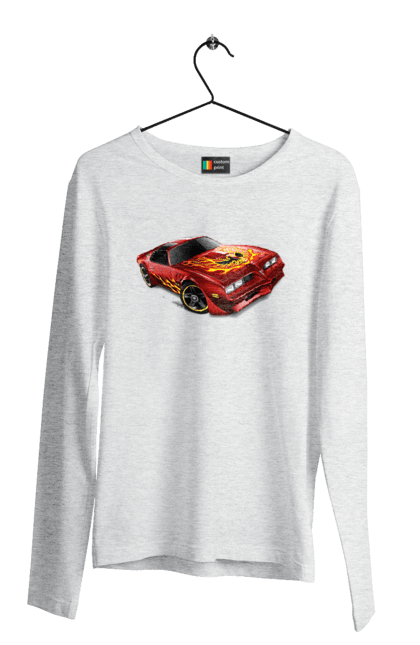 Мужской лонгслив с принтом Машина красная, скоростная. Езда, колеса, машина, скорость. 2070702
