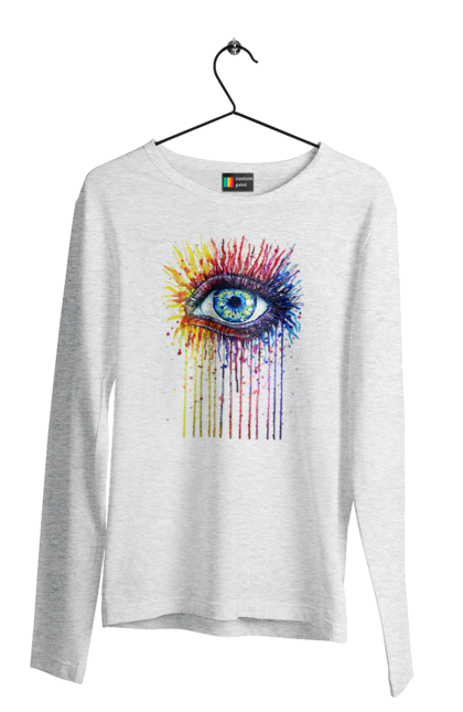 Men`s longsleeve with prints Colorful Flowing Eye. Eye, paints. 2070702