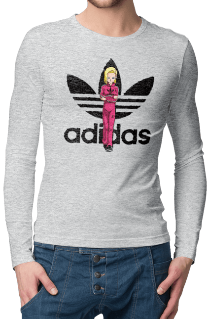 Чоловічій лонгслів з принтом "Adidas Андроїд 18". Adidas, android 18, dragon ball, адідас, андроїд 18, аніме, вбивця, кіборг, манга, перли дракона. 2070702