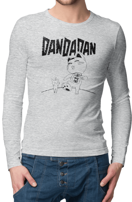 Мужской лонгслив с принтом Дандадан Турбо бабка. Dandadan, turbo granny, yokai, аниме, дандадан, ёкай, манга, турбо-бабка. 2070702