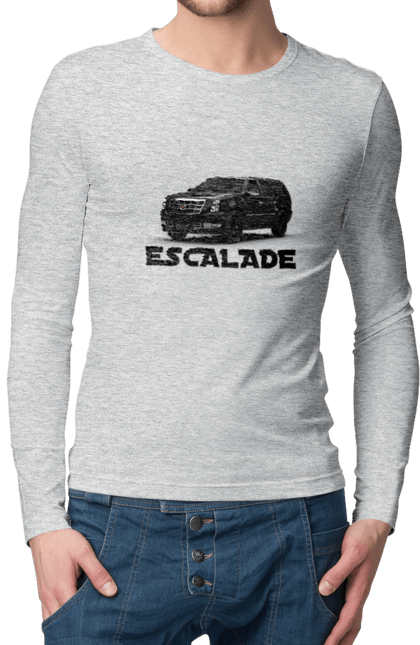 Men`s longsleeve with prints Cadillac. Business class, cadillac, car, escalade, jeep, machine, suv. 2070702