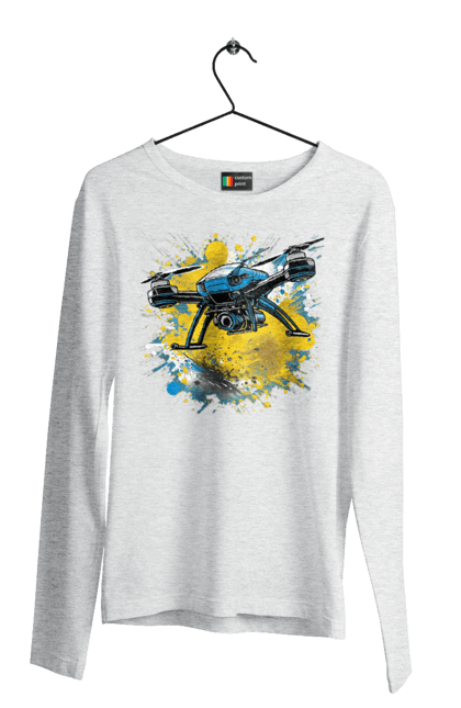 Чоловічий лонгслів з принтом "Дрон". Дрон, зсу, символ україни, україна, фпв дрон. 2070702