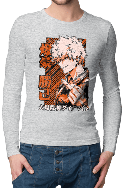 Чоловічій лонгслів з принтом "Моя академія героїв Бакуго". Bakugo, katsuki, katsuki bakugo, my hero academia, академія юей, аніме, бакуго, кацукі бакуго, манга, моя геройська академія. 2070702