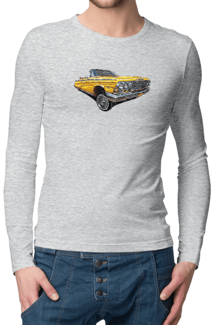 Men`s longsleeve with prints Car. Car, chevrolet, classic, impala, lowrider. 2070702