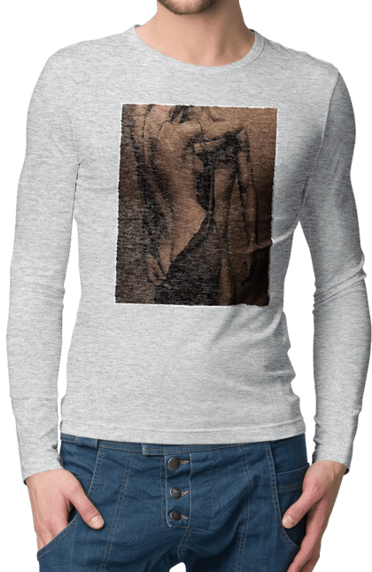 Men`s longsleeve with prints Intrigue. Delight, intrigue, love, man and woman, reciprocity, sex. 2070702