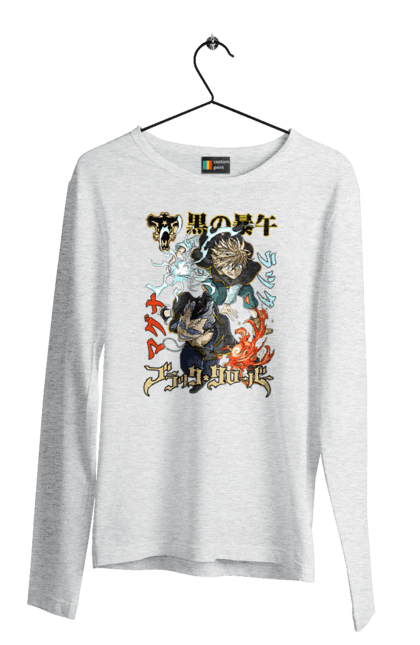 Men's longsleeve with prints Black Clover Magna Swing and Luck Voltia. Anime, black clover, luck voltia, magna swing, manga, wizard king. 2070702