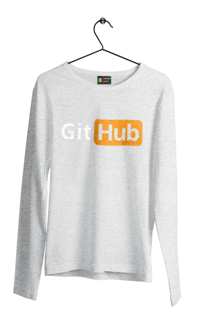 Чоловічий лонгслів з принтом "Гіт Хаб". Айті, айтішник, гіт хаб, для айтішника, для програміста, подарунок айтішнику, подарунок програмісту, програміст, розробник. 2070702
