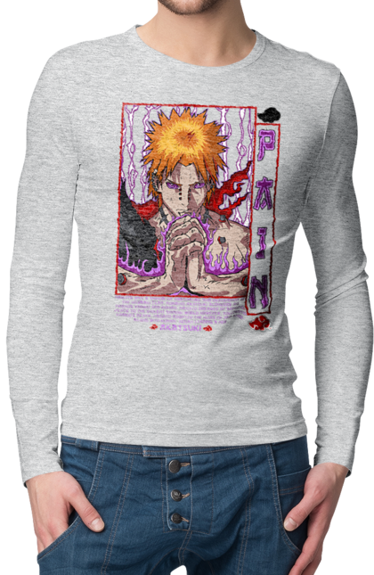 Men's longsleeve with prints Naruto Yahiko. Akatsuki, anime, character, manga, naruto, ninja, pain, tv series, yahiko. 2070702