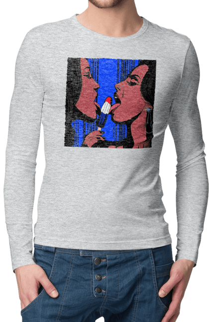 Чоловічий лонгслів з принтом "Дівчата Лижуть Морозиво". Лізатт, смоктати. 2070702