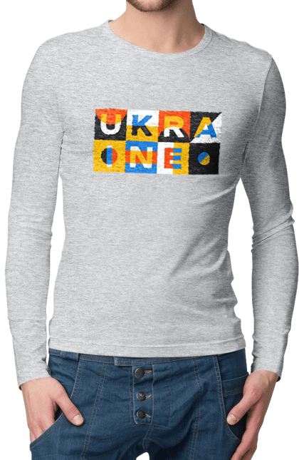Men`s longsleeve with prints Ukraine. Symbol of ukraine, ukraine, ukrainian inscription, ukrainian text. 2070702