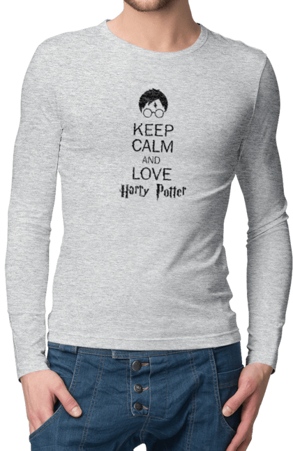 Чоловічій лонгслів з принтом "Keep calm and love Harry Potter". Gryffindor, harry potter, hogwarts, keep calm, гаррі поттер, грифіндор, книга, фільм, франшиза, хогвартс. 2070702