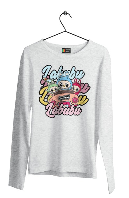 Чоловічий лонгслів з принтом "Лабубу". Іграшка лабубу, лабубу, лабубу кока кола, мерч лабубу, мила, рожева лабубу, смішна лабубу. 2070702