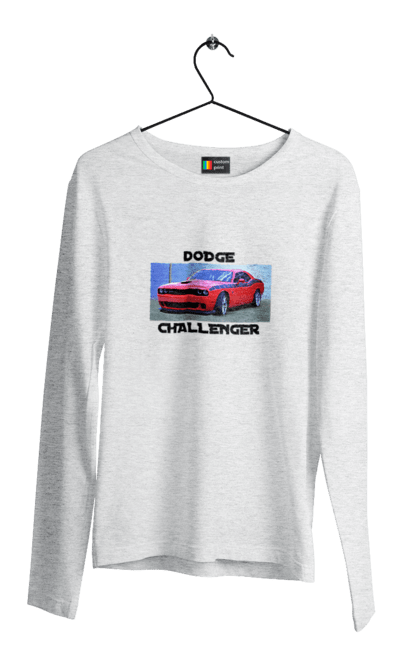 Чоловічий лонгслів з принтом "Додж челенджер". Авто, автомобіль, американська легенда, додж челенджер, класичний автомобіль, культовий автомобіль, масл кар, потужне авто. 2070702