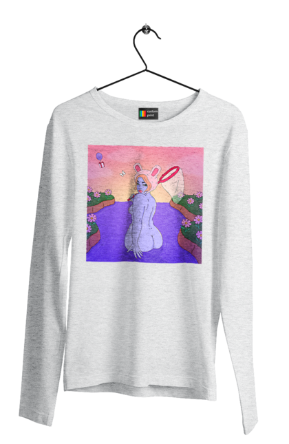 Men`s longsleeve with prints Purple Girl On The Hunt. Girl, naked, net. 2070702