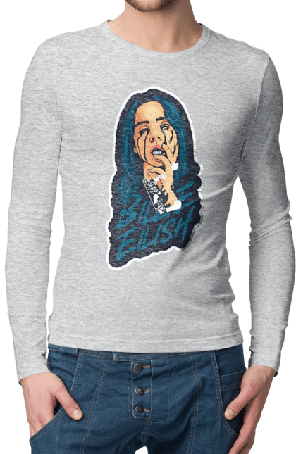 Чоловічий лонгслів з принтом "Billie Eilish". Активістка, біллі айліш, мизукант, права, співачка, тварини. 2070702