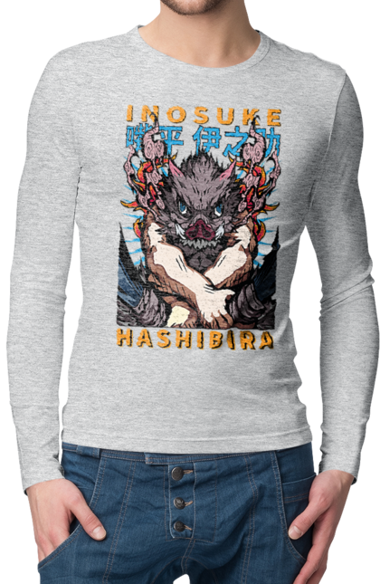 Men's longsleeve with prints Demon Slayer Inosuke. Anime, demon slayer, inosuke, inosuke hashibira, kimetsu no yaiba, manga. 2070702