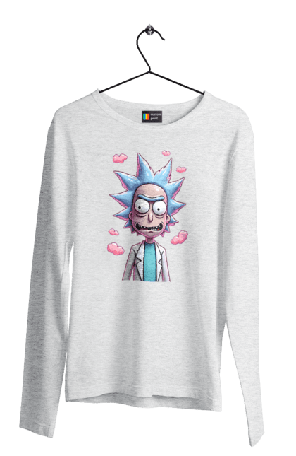 Men's longsleeve with prints Rick and Morty. Adventures, black humor, cartoon, rick, rick and morty, sci-fi, tragicomedy. 2070702