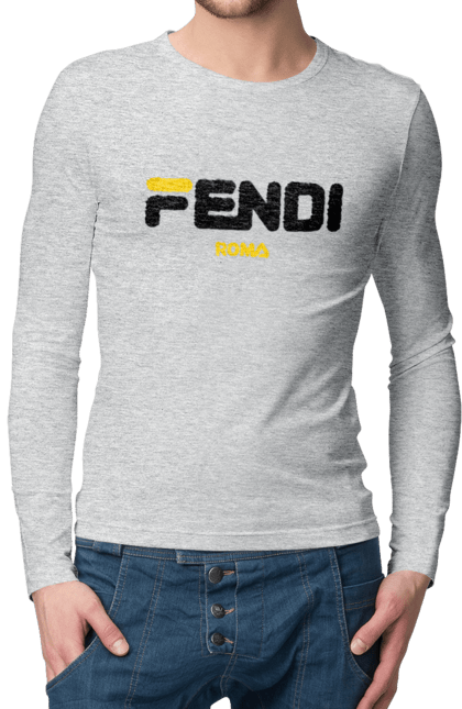 Мужской лонгслив с принтом Fendi. Fendi, lvmh, бренд, дом моды, италия, люкс, мода, одежда, сумка, фенди. 2070702