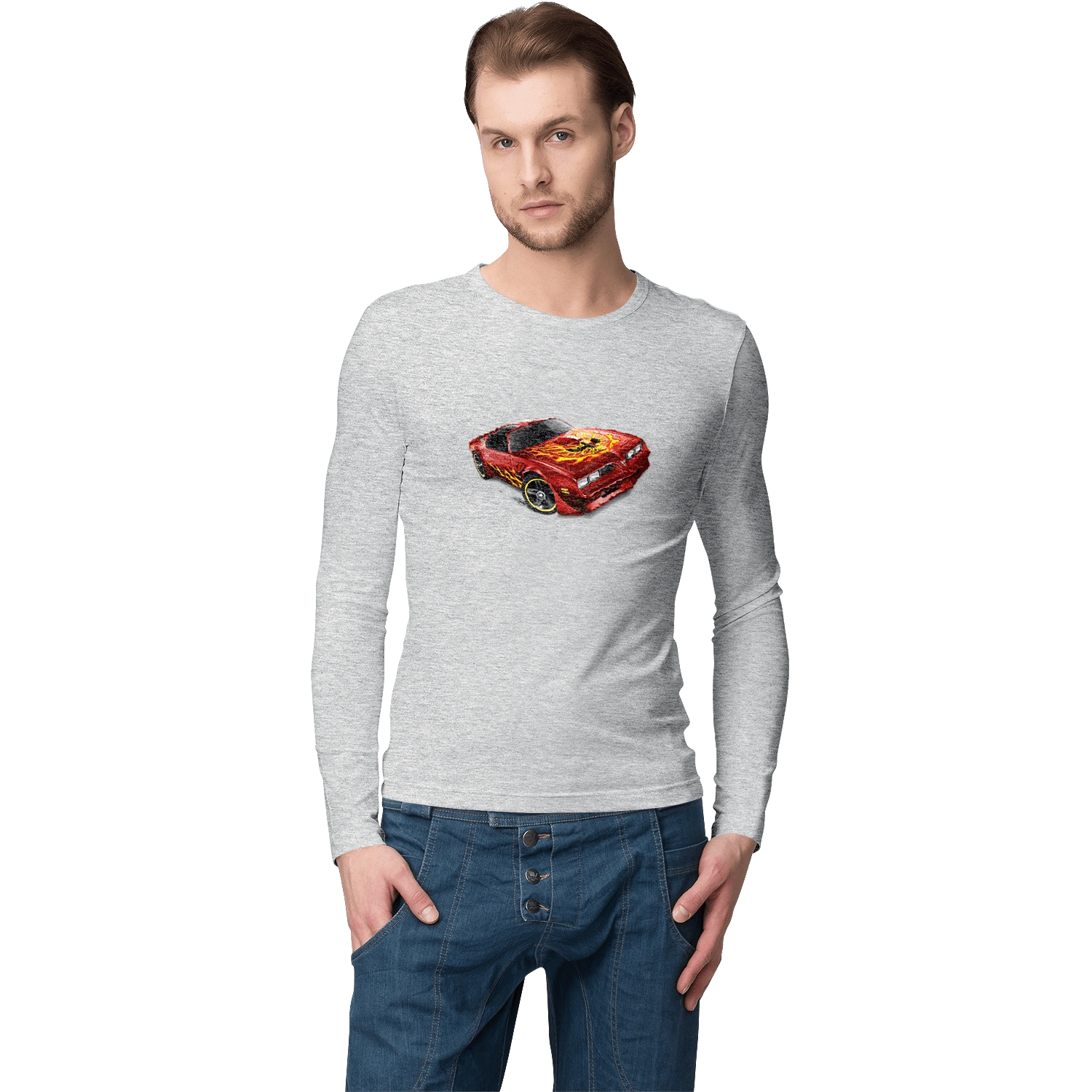 The car is red, high speed