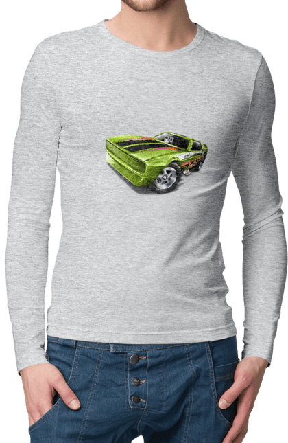 Чоловічий лонгслів з принтом "Спорткар". Авто, автомобіль, кастом, машина, потужне авто, спорткар. 2070702