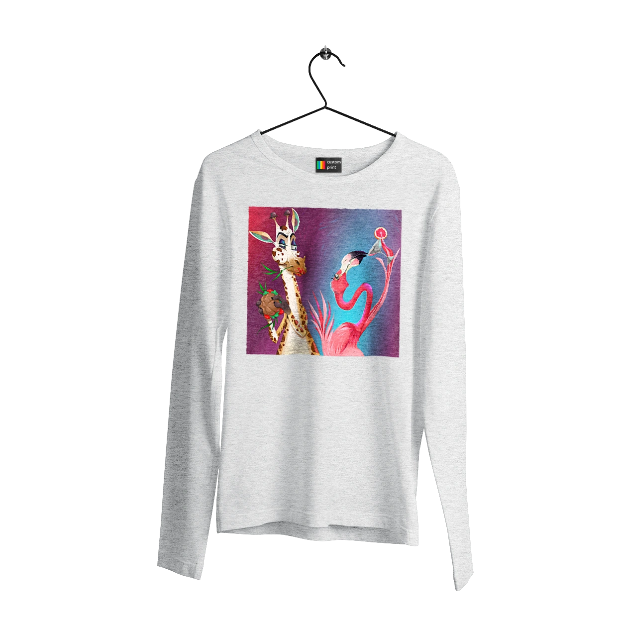 Giraffe And Flamingo At The Party