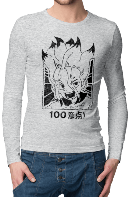 Men's longsleeve with prints Dr. Stone Senku. Anime, dr. stone, ishigami, manga, senku, senku ishigami. 2070702