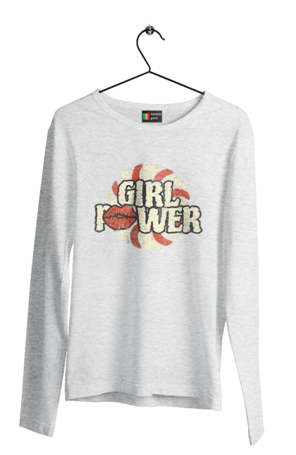 Men's longsleeve with prints Girl Power. Female power, feminism, girl power, girls, girls can, independence, motto, power, women. 2070702