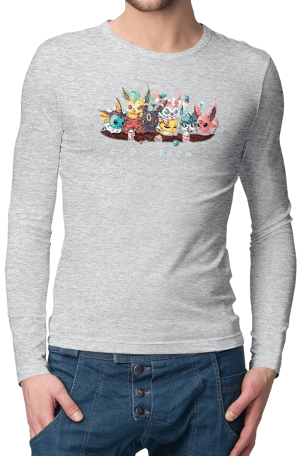 Men`s longsleeve with prints Evolution Pokemon. Anime, for children, game, manga, pocket monster, pokemon, to catch pokemon, video game, video game heroes. 2070702