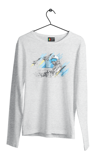 Чоловічий лонгслів з принтом "Слава збройним силам України". День захисника, день захистиць, марка, подяка, слава зсу, укрпошта. 2070702