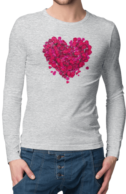 Men`s longsleeve with prints Heart From Rose Petals. Petals, rose flower. 2070702