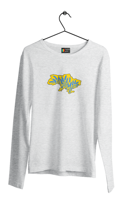 Men`s longsleeve with prints Ukraine. Grain, map, patriotic images, ukraine, ukrainian theme, wheat. 2070702