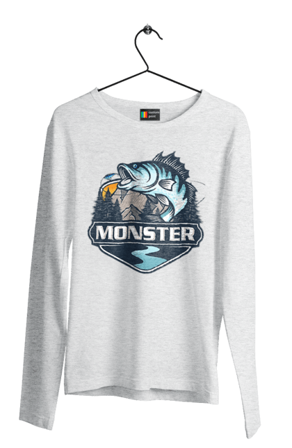 Чоловічий лонгслів з принтом "Рибалка". Монстер, рибак, рибалка, хоббі. 2070702