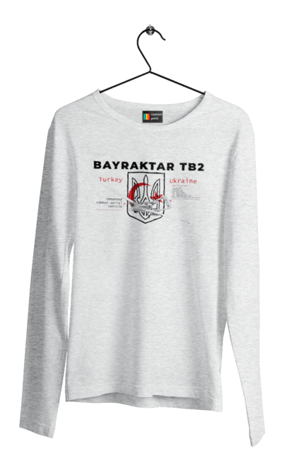 Чоловічий лонгслів з принтом "Bayraktar TB2". Bayraktar, caesar, himars, javelin, nlaw, patriot, weapon, zaluzhny. 2070702