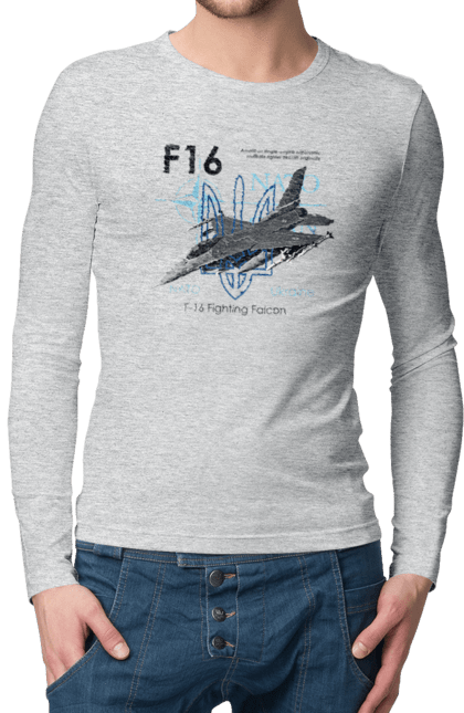 Men`s longsleeve with prints F16. F16, howitzer, nasams, suzanne, zaluzhny, zuzana. 2070702