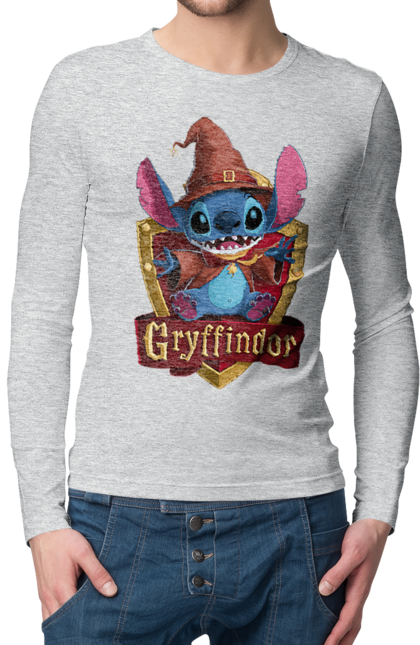 Чоловічій лонгслів з принтом "Стіч Ґрифіндор". Gryffindor, harry potter, hogwarts, stich, гаррі поттер, грифіндор, стіч, факультет, франшиза, хогвартс. 2070702