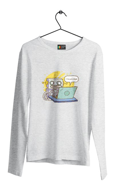 Чоловічий лонгслів з принтом "Я не робот Хакер зрозуміє 404 до дня програміста". 404, aws, backend, c++, cloud, css, frontend, golang, java, js, linux, python, script, web, ай ті, айті, айтішник, верстка, дата, код, компьютер, лаптоп, облако, ошибка, програміст, программа, программист, програмування, робот, хакер, язык. 2070702