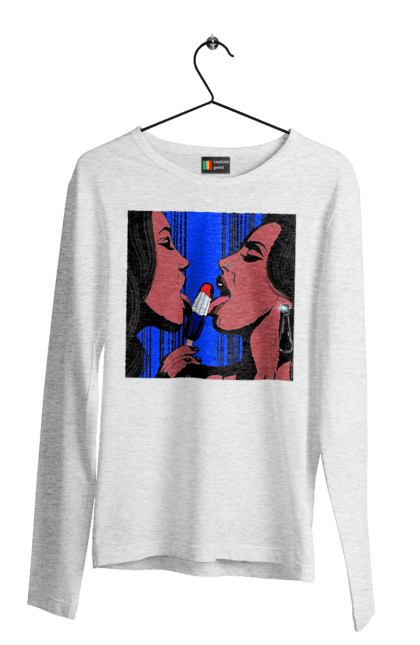 Чоловічий лонгслів з принтом "Дівчата Лижуть Морозиво". Лізатт, смоктати. 2070702