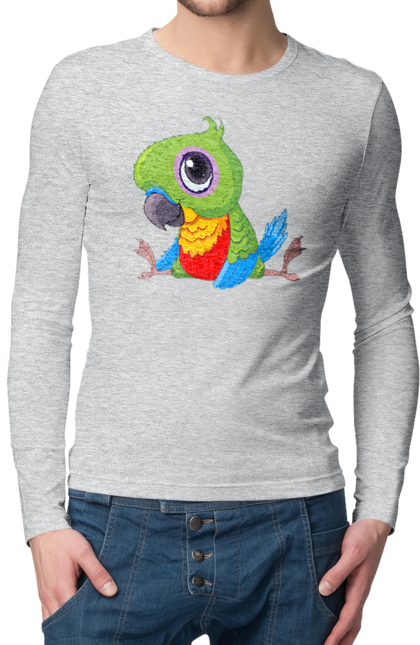 Men`s longsleeve with prints Lovebird. Nicely, parrot. 2070702