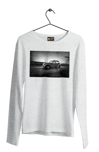 Men`s longsleeve with prints Retro car black and white. Auto, retro, retro machine. 2070702