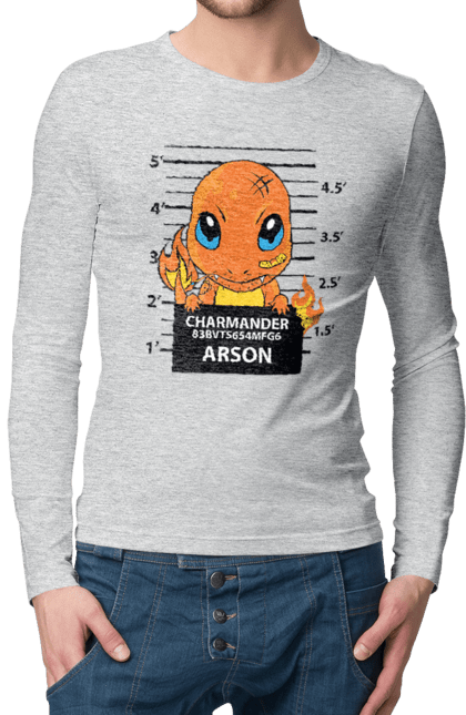 Men's longsleeve with prints Pokemon Charmander. Anime, charmander, games, nintendo, pokemon, pokemon go. 2070702