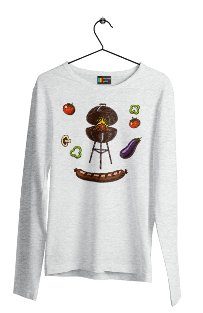 Men`s longsleeve with prints Barbecue Sausage. Barbecue, fry, grill, sausage. 2070702