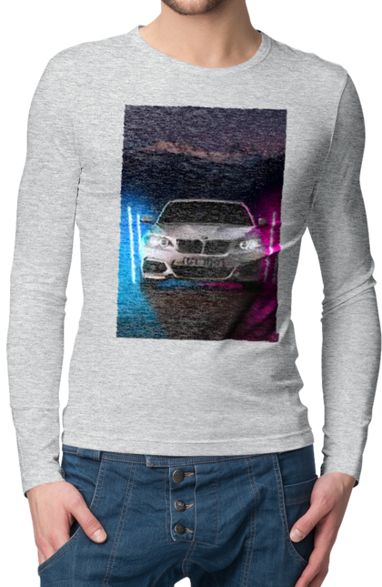 Чоловічий лонгслів з принтом "БЕХА". Беха, в машину, красота, птн пнх, фонарі. 2070702