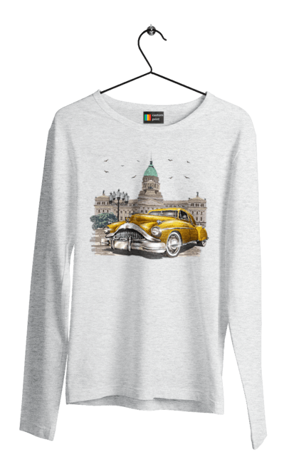 Чоловічий лонгслів з принтом "Автомобіль та архітектура модерн". Автомобіль, архітектура, модерн. 2070702