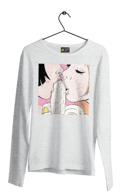 Чоловічий лонгслів з принтом "Дівчата Їдять Банан". Лизати, смоктати. 2070702